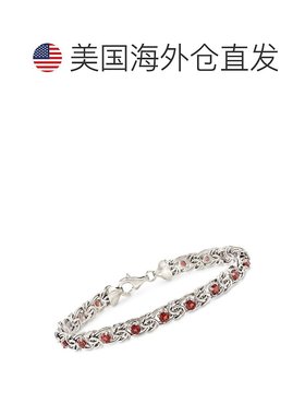 自营 Ross-Simons 925 纯银天蓝色托帕石拜占庭手链 - 8 英寸 美