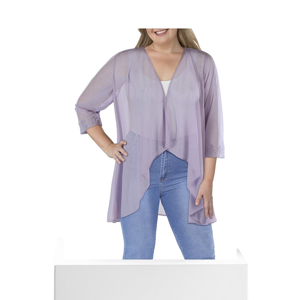 r&m richardsPlus Womens Mesh Sheer Topper Jacket - lilac 【 - 图3