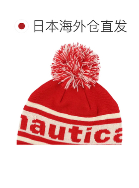 日本直邮NAUTICA PONPON 红色提花手表针织帽毛线帽