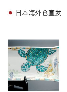 日本直邮山近康 九谷烧15号海龟纹装饰盘（带底座）