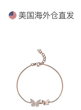 sabrina14k 金和钻石双蝴蝶手链 - 玫瑰色 【美国奥莱】直发珠宝