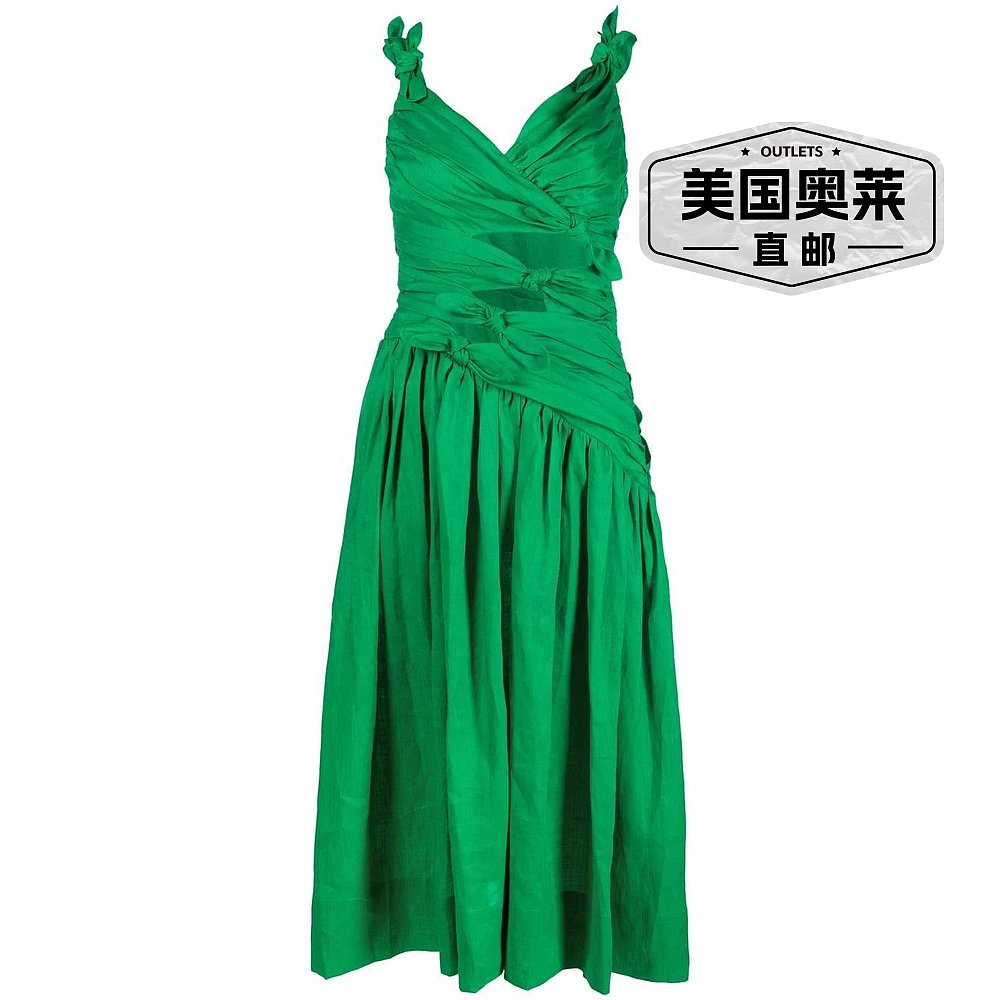 Zimmermann Tiggy 蝴蝶结中长连衣裙 Green - 绿色 【美国奥莱】 - 图0