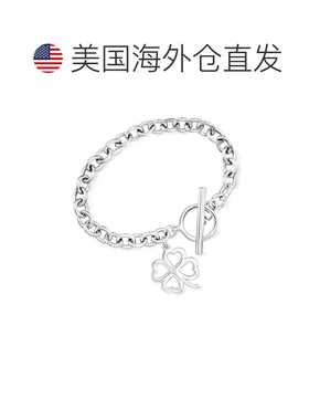 自营Ross-Simons Sterling Silver Clover Charm Bracelet - 7 in