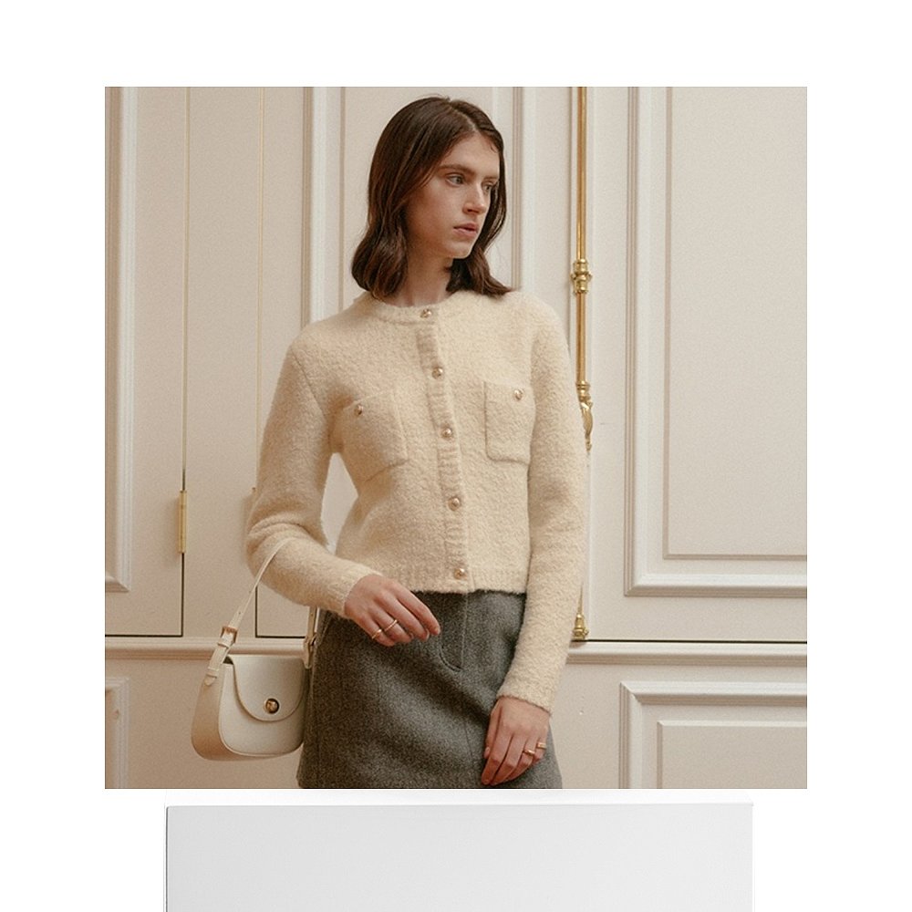 韩国直邮[LOOKAST]IVORY PAULA WOOL KNIT CARDIGAN象牙色羊毛针 - 图3