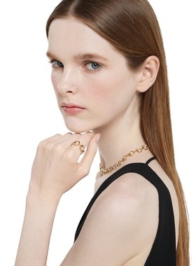 Gucci/古驰 Horsebit系列女士金色18K黄金马衔扣宽版戒指