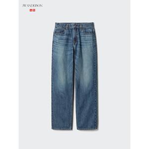日本直邮UNIQLO优衣库 口袋纯色直筒纽扣牛仔裤 男款