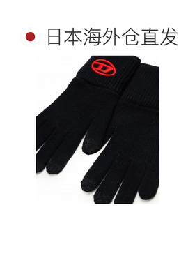 日本直邮迪塞尔 DIESEL 椭圆形D品牌标志刺绣针织手套