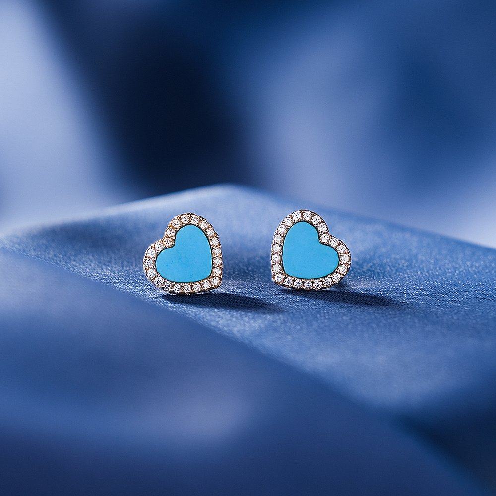 自营apmmonaco女士金色湖蓝色拼色爱心耳钉时尚新年礼物,淘宝优惠券,粉丝福利购,淘宝优惠卷