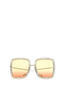 GUCCI 女士眼镜 681152I33308070 CO 黄色 Gold metal sunglasses