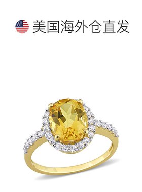 自营 mimi & max10k 金 4 CT TGW 椭圆黄水晶和人造白色蓝宝石光