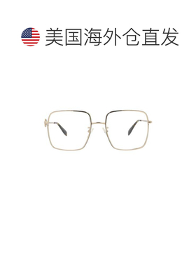 自营alexander mcqueen方形框架金属光学框架-金色 美国奥莱直发