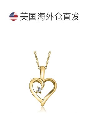 pompeii314k 白黄金或玫瑰金心形单粒钻石吊坠项链 - 14k 黄金 【