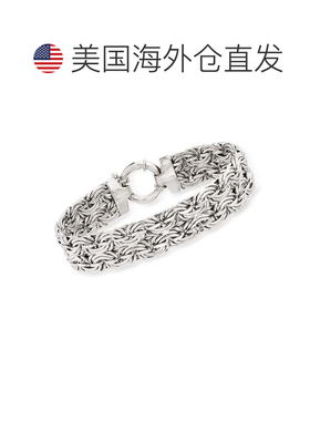自营 Ross-Simons 纯银宽拜占庭手链 - 7 英寸 美国奥莱直发银色