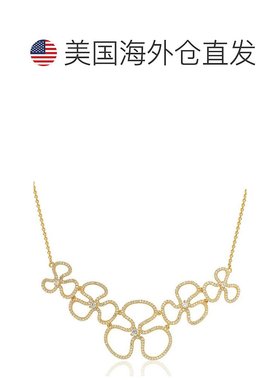自营 Suzy Levian 金色纯银立方氧化锆花卉细项链 - 黄色 美国奥