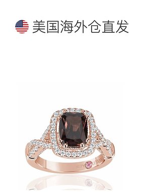 自营 Suzy Levian Rose 纯银棕色巧克力和白色立方氧化锆订婚戒指