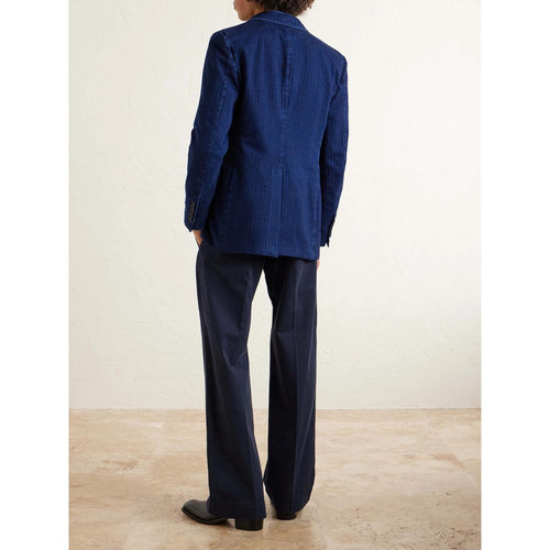 1h可退 香港直邮Tom Ford 汤姆 福特 男士 双排扣人字纹牛仔西装 - 图2