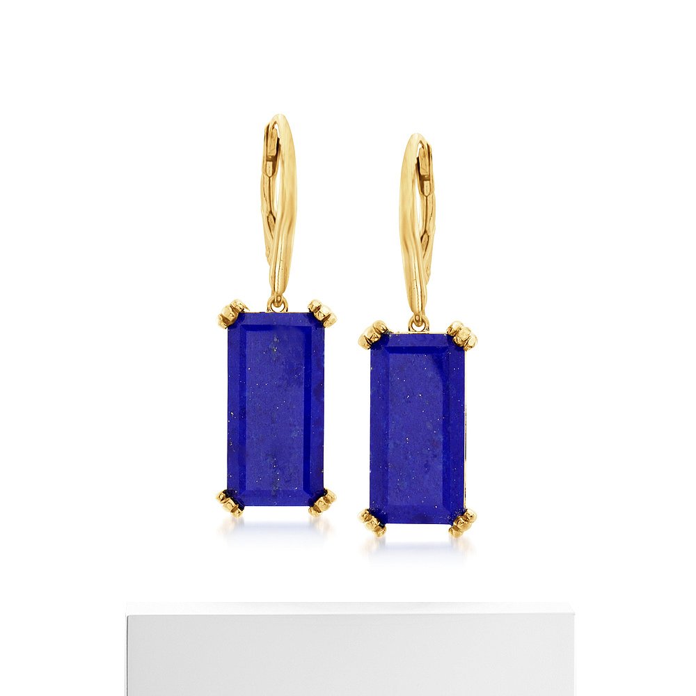 Ross-Simons Lapis Drop Earrings in 18kt Gold Over Sterling - - 图3