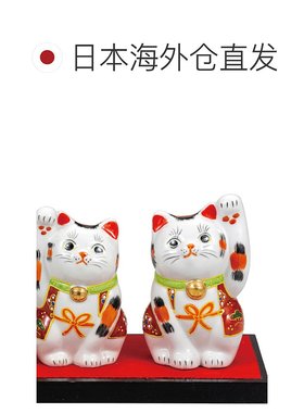 日本直邮九谷烧 3.5号招财猫一对（附底座垫子铭牌） 摆饰护身符
