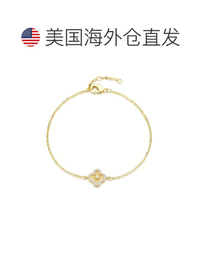 自营adornia14k镀金纽扣三叶草CZ光环手镯-金色 美国奥莱直发