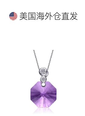 自营 geneviveGv 纯银紫色立方氧化锆八角形项链 - 紫色 美国奥莱