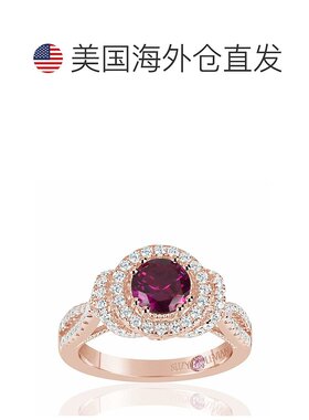 自营 Suzy Levian Rose 纯银打造红宝石和白色立方氧化锆周年纪念