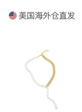 自营 adorniaHalf And Half 珍珠套索链项链 金色 - 黄色 美国奥