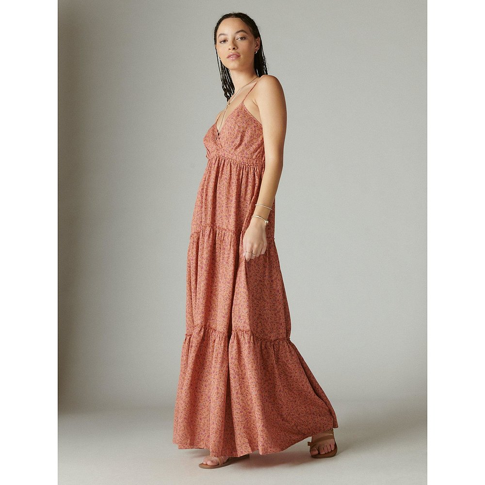 Lucky Brand Women's Paisley Tiered Maxi Dress black【美国奥-图2