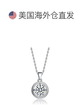 自营 geneviveC.Z.纯银镀铑经典圆形吊坠 - 白色 美国奥莱直发