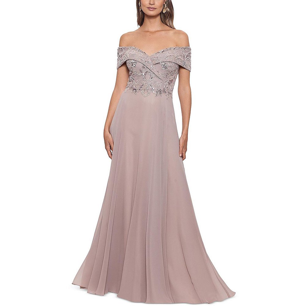 xscapePetites 女士 Drapey Maxi Evening Dress taupe 【美国奥 - 图2