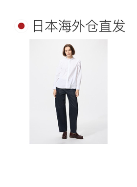 日潮跑腿UNIQLO优衣库 棉质弹力褶边衬衫 00 WHITE WOMEN S 48041