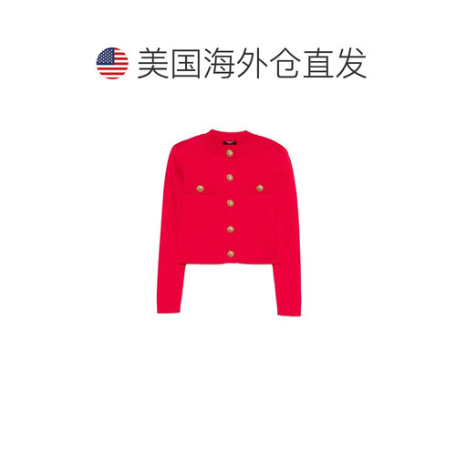 自营Balmain Women's Buttoned Crewneck Cardigan - fuchsia 美 - 图1