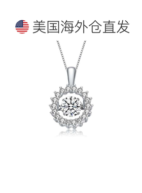 自营GENEVIVE 纯银立方氧化锆花环吊坠项链 美国奥莱直发