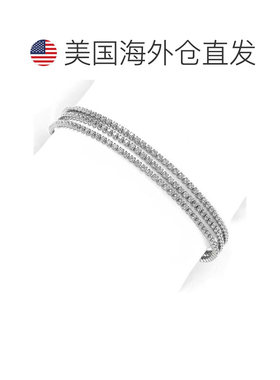 自营Suzy Levian 白色纯银 3 链方晶锆石手链 - 白色 美国奥莱直