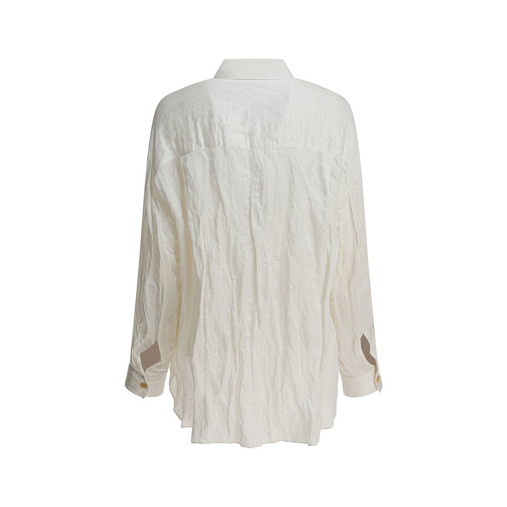 1h可退 香港直邮潮奢 KHAITE 女士 長袖褶皺襯衫 2430466 white白 - 图0