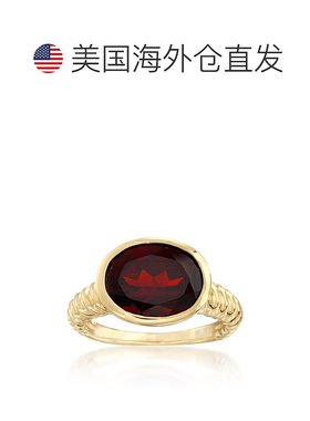 自营Ross-Simons 18kt 黄金椭圆形石榴石戒指 - 红色 美国奥莱直