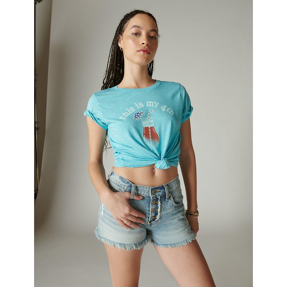 Lucky Brand 女式 This Is My 4Th Classic Crew - 中号深蓝色 【 - 图2