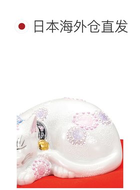日本直邮九谷烧 6号 睡猫 花紫色摆件护身符招财猫流行礼物结婚礼
