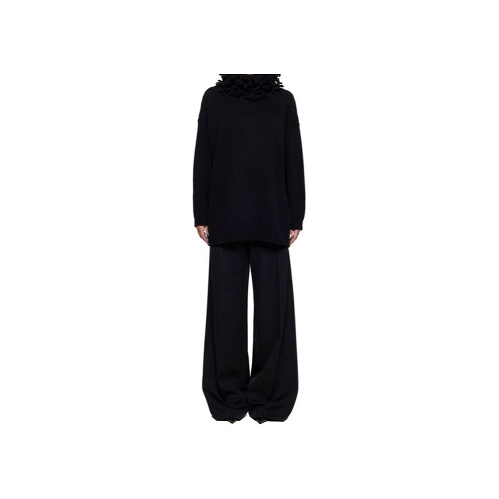 1h可退 VALENTINO 女士针织毛衣 BKC60N8VF0NO AW2024 黑色 长袖 - 图0