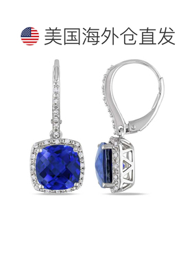 自营mimi & max925 纯银 6 1/2 CT TGW 创造蓝色蓝宝石和 1/5 CT