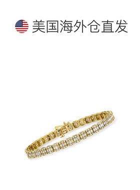 14 克拉黄金 Ross-Simons 长方形和圆形钻石矩形簇状手链 - 8 英