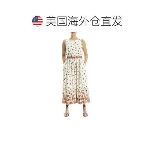 自营Max Studio Boat Neck Linen-Blend Maxi Dress - white 美国 - 图1