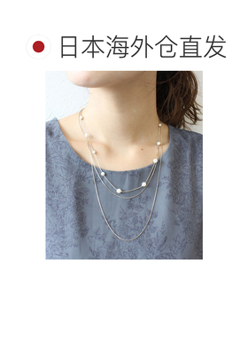日本直邮Three Four Time 女士珍珠链条三连项链 合金材质 轻巧舒