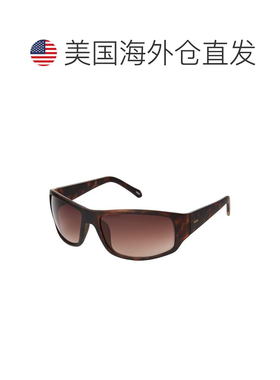 自营Fossil 男士运动包裹式太阳镜 - 棕色 美国奥莱直发