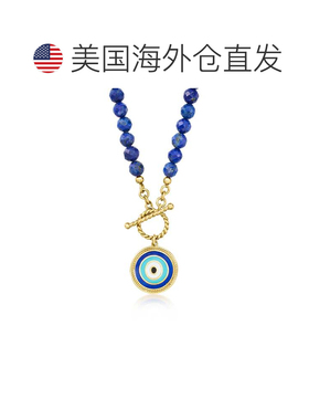自营Ross-Simons 6 毫米青金石珠和彩色珐琅邪眼开关项链，18kt