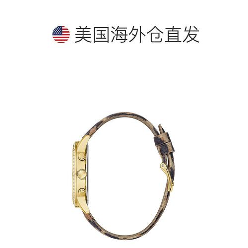 1h可退 【美国直邮】GUESS|女士金色 Glitz 动物印花真皮表带多功 - 图1