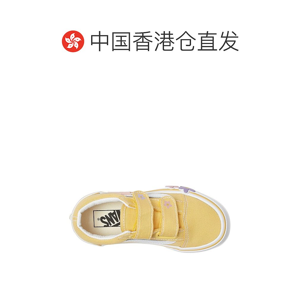 香港直邮潮奢 Vans 范斯 女童 Kids Old Skool V Hook & Loop 花( - 图1