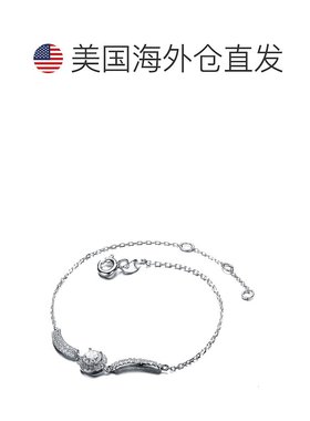 自营 GENEVIVE 纯银立方氧化锆可调节手链 - 银白色 美国奥莱直发