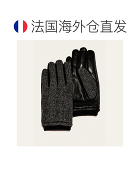 欧洲直邮自营COS 男士灰色皮革羊绒衬里缝线手套