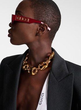 Gucci 古驰 女士 徽标矩形太阳眼镜 red红色 舒适时尚