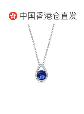 自营simona纯银梨形项链配圆形“九月诞生石” - 蓝宝石 - 蓝色